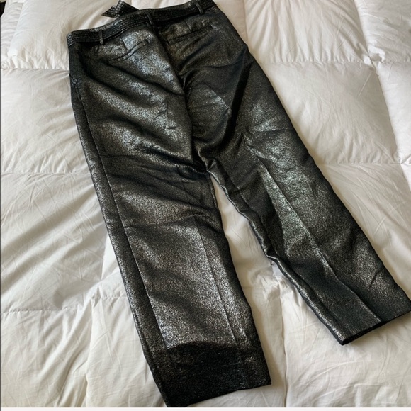 Loft | Metallic Belted Trouser Pants Size 4 - Picture 4 of 7